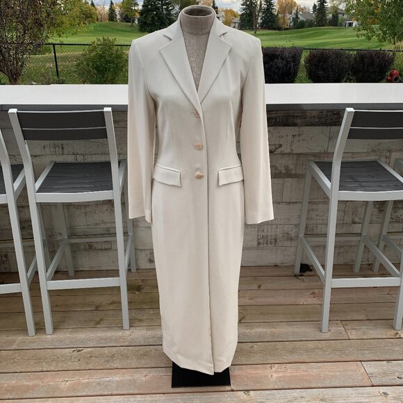 Vintage Louben Duster Long Blazer Coat 90s Minimalist Overcoat - Picture 1 of 16